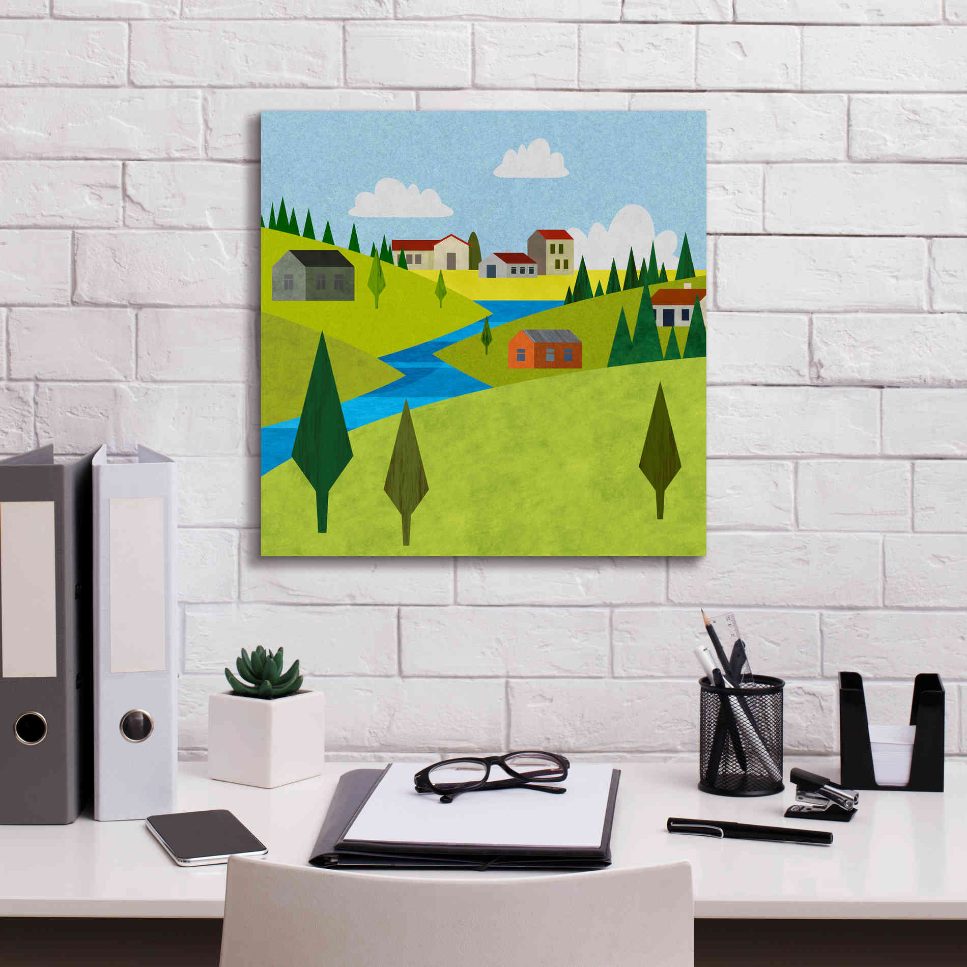 'River Valley Village II' by Andrea Haase, Giclee Canvas Wall Art,18 x 18