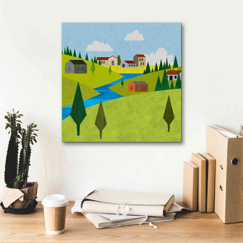 Image of 'River Valley Village II' by Andrea Haase, Giclee Canvas Wall Art,18 x 18