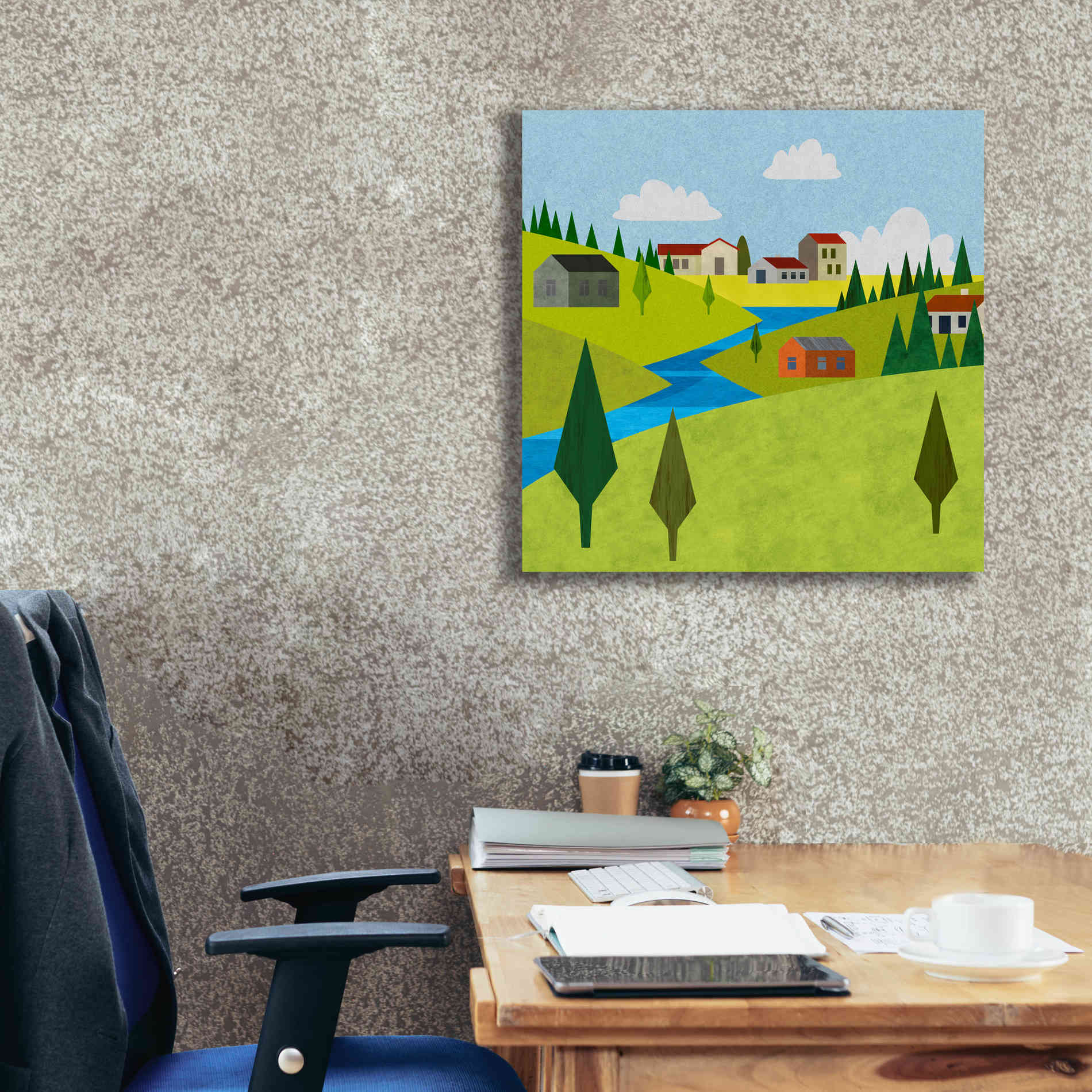 'River Valley Village II' by Andrea Haase, Giclee Canvas Wall Art,26 x 26