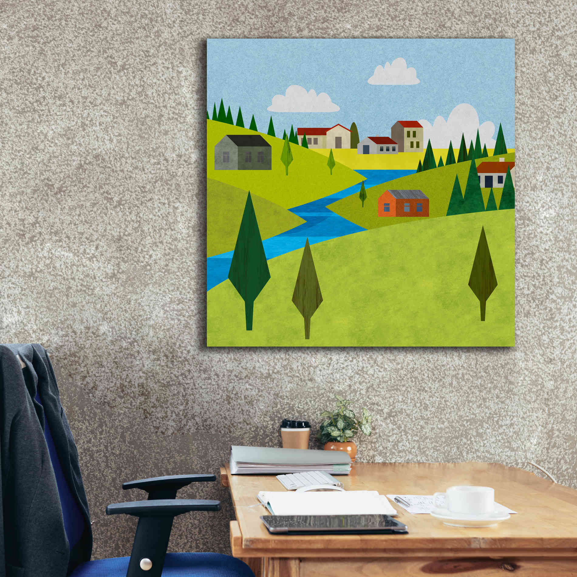 'River Valley Village II' by Andrea Haase, Giclee Canvas Wall Art,37 x 37