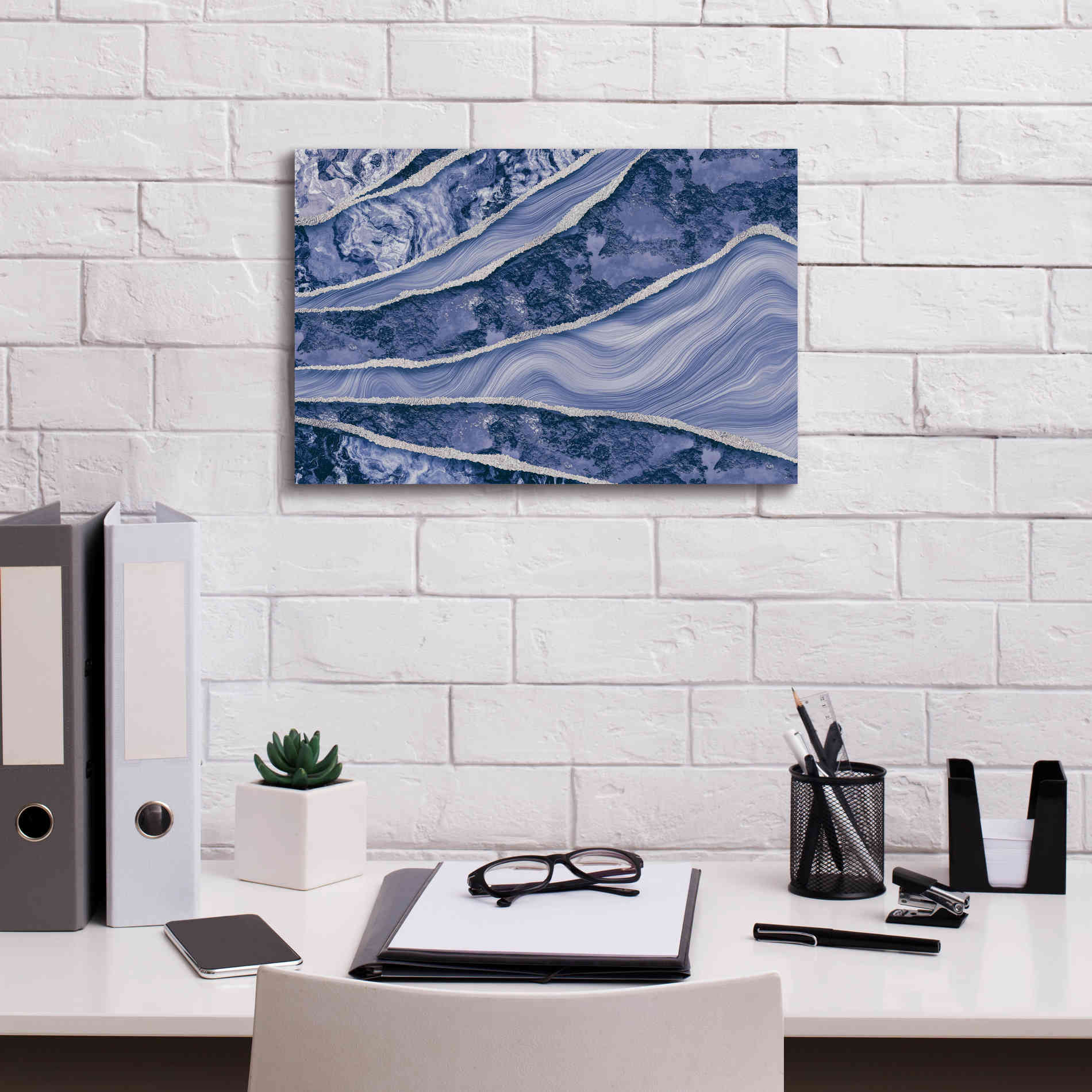 'Blue Marble And Stone' by Andrea Haase Giclee Canvas Wall Art,18 x 12