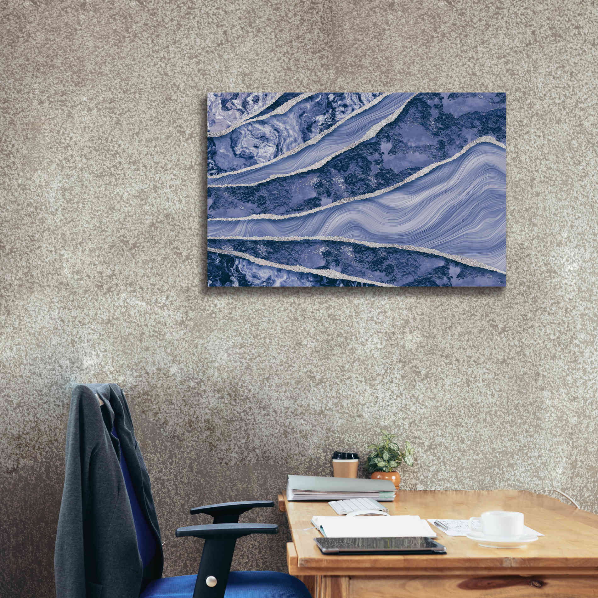 'Blue Marble And Stone' by Andrea Haase Giclee Canvas Wall Art,40 x 26