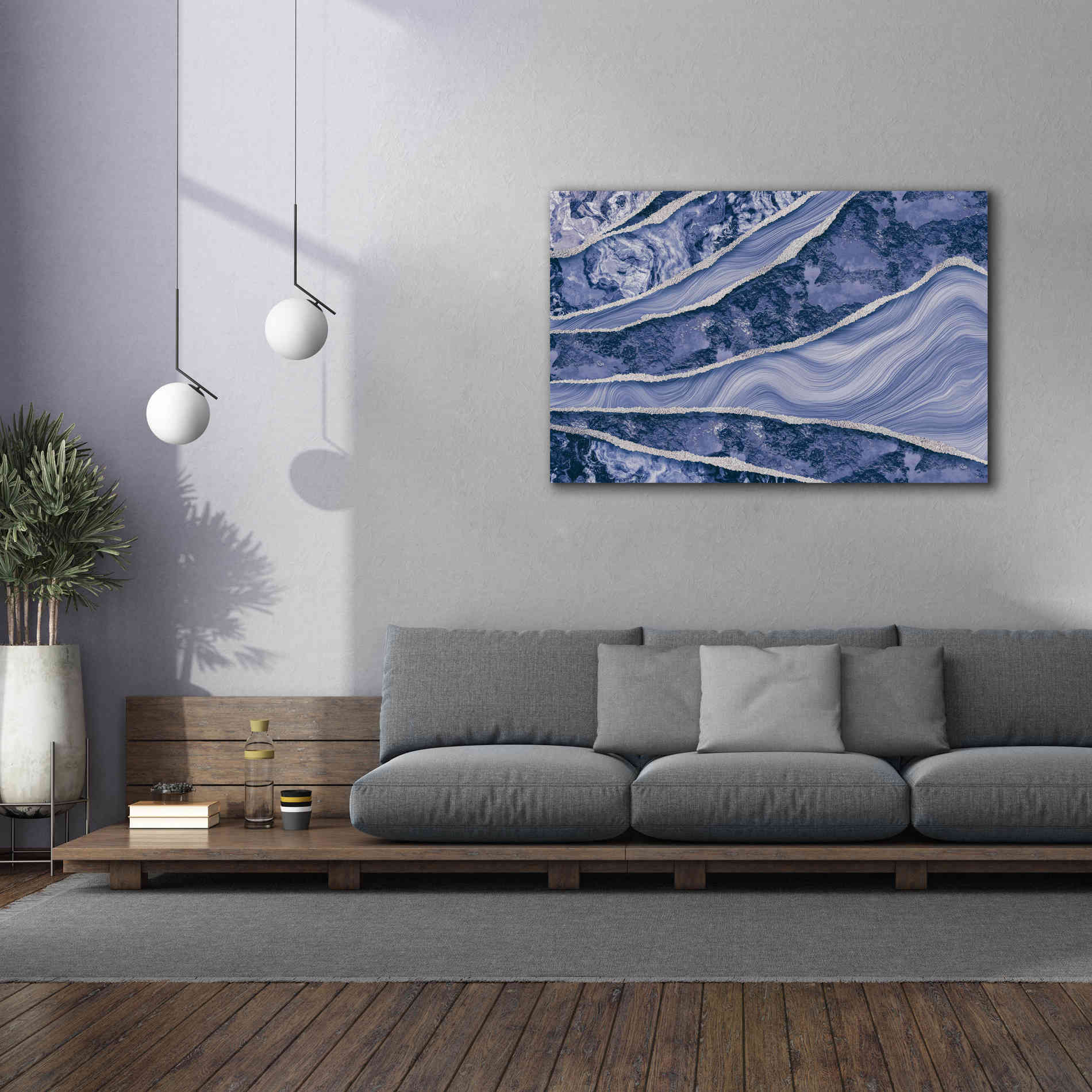 'Blue Marble And Stone' by Andrea Haase Giclee Canvas Wall Art,60 x 40