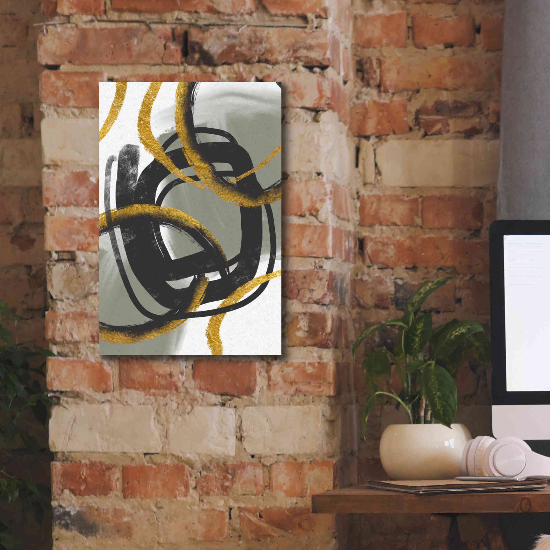 'Gold Meets Neutrals IV' by Andrea Haase Giclee Canvas Wall Art,12 x 18