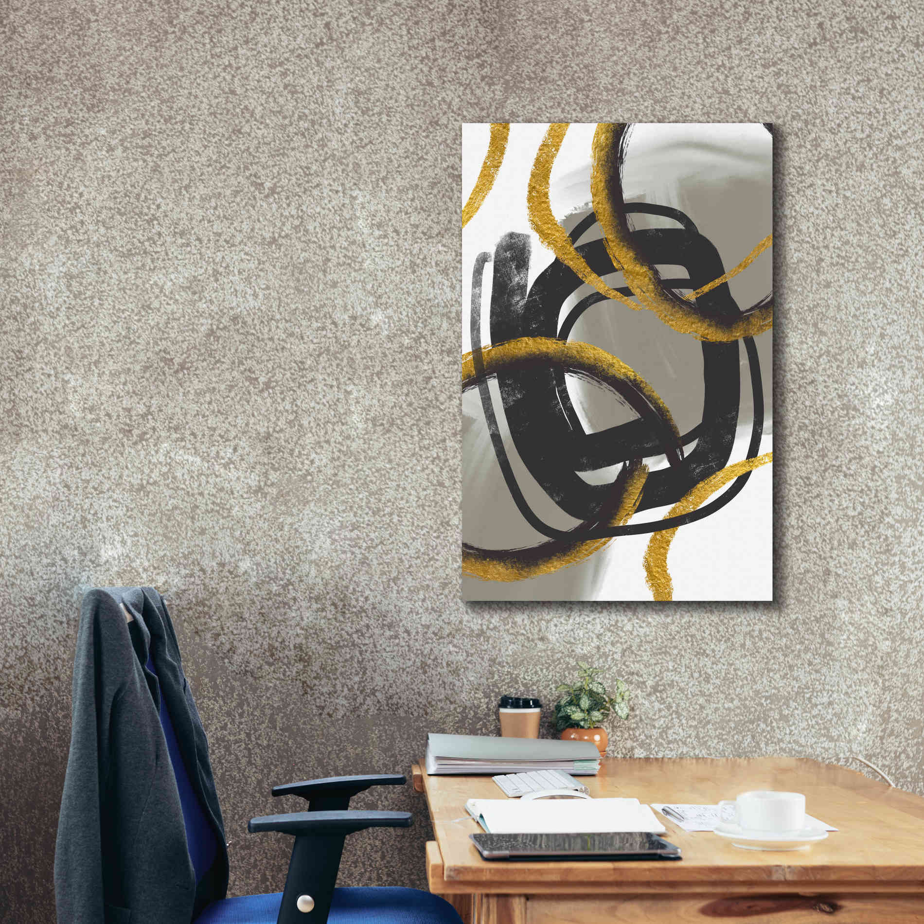 'Gold Meets Neutrals IV' by Andrea Haase Giclee Canvas Wall Art,26 x 40