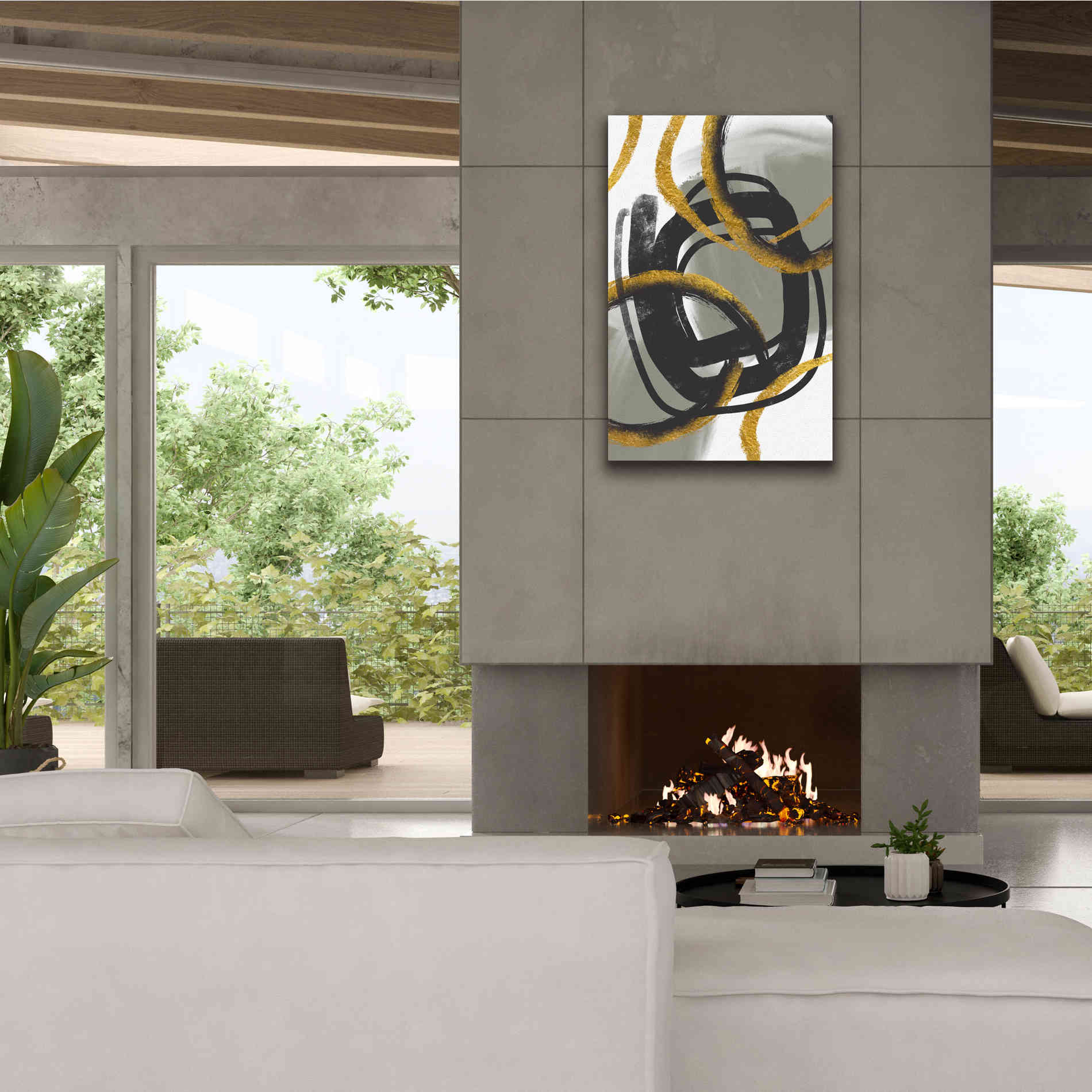 'Gold Meets Neutrals IV' by Andrea Haase Giclee Canvas Wall Art,26 x 40