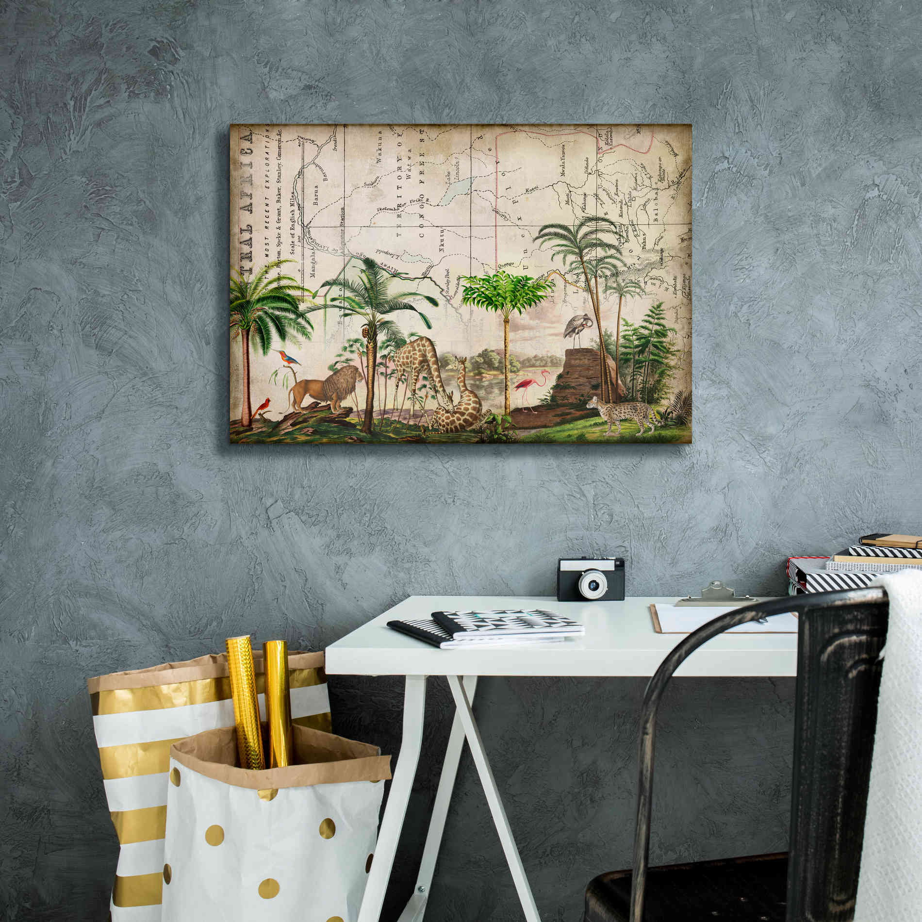 'Wild Animals Paradise Green' by Andrea Haase Giclee Canvas Wall Art,26 x 18