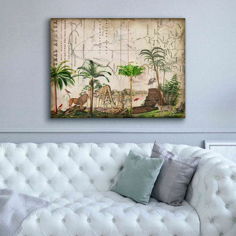 Image of 'Wild Animals Paradise Green' by Andrea Haase Giclee Canvas Wall Art,54 x 40