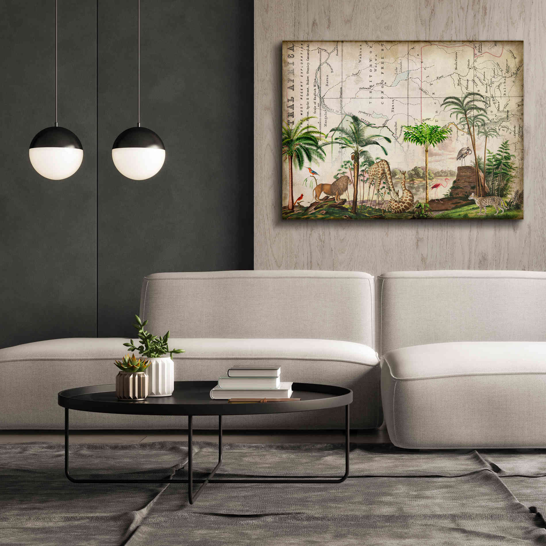 'Wild Animals Paradise Green' by Andrea Haase Giclee Canvas Wall Art,54 x 40