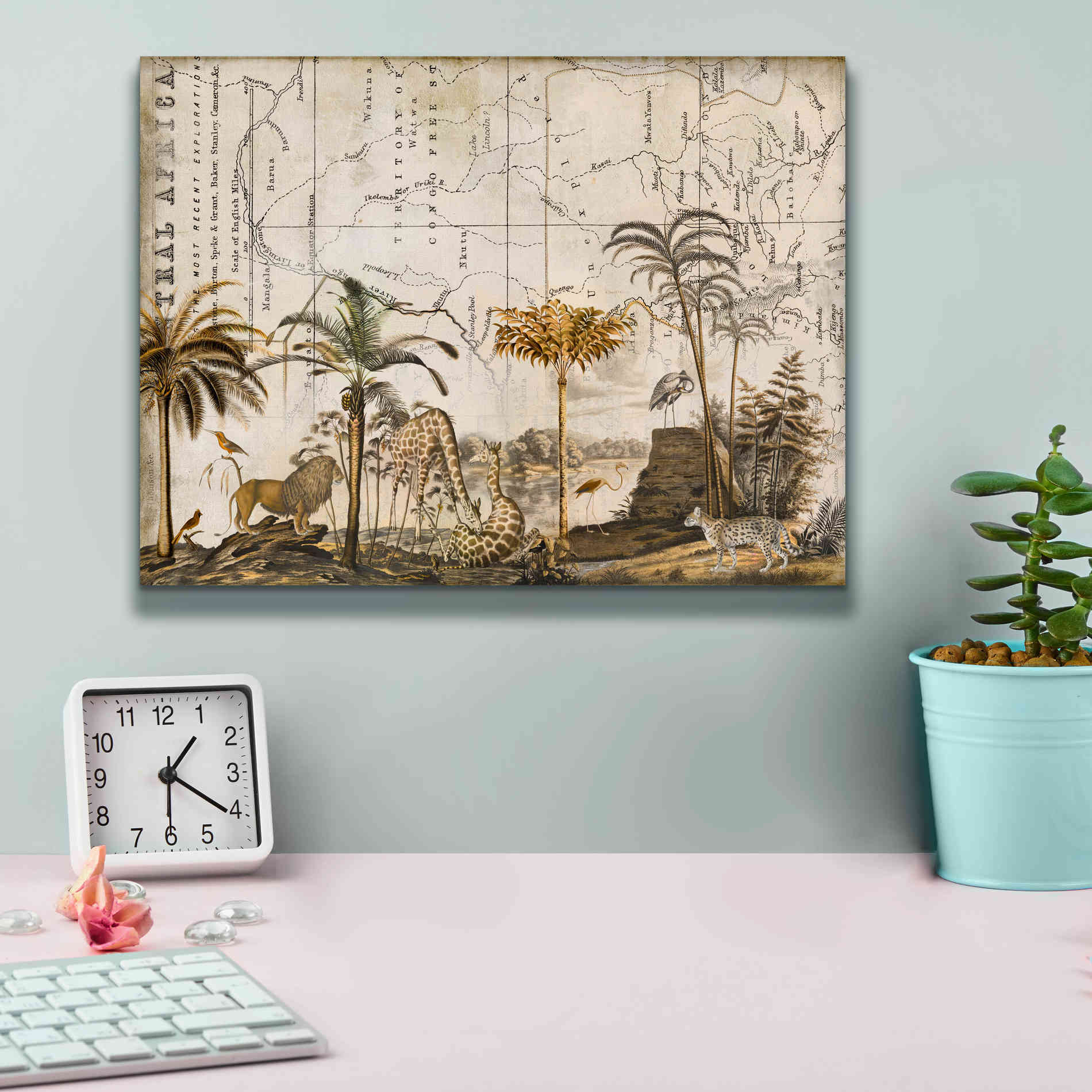 'Wild Animals Paradise Brown' by Andrea Haase Giclee Canvas Wall Art,16 x 12