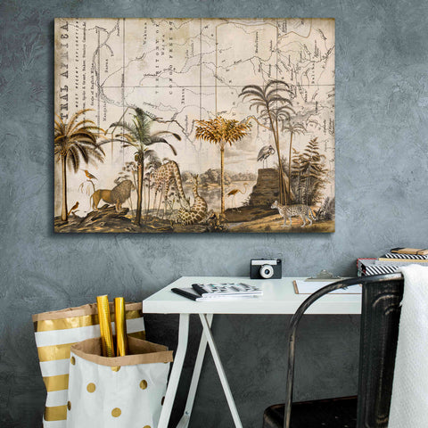 Image of 'Wild Animals Paradise Brown' by Andrea Haase Giclee Canvas Wall Art,34 x 26