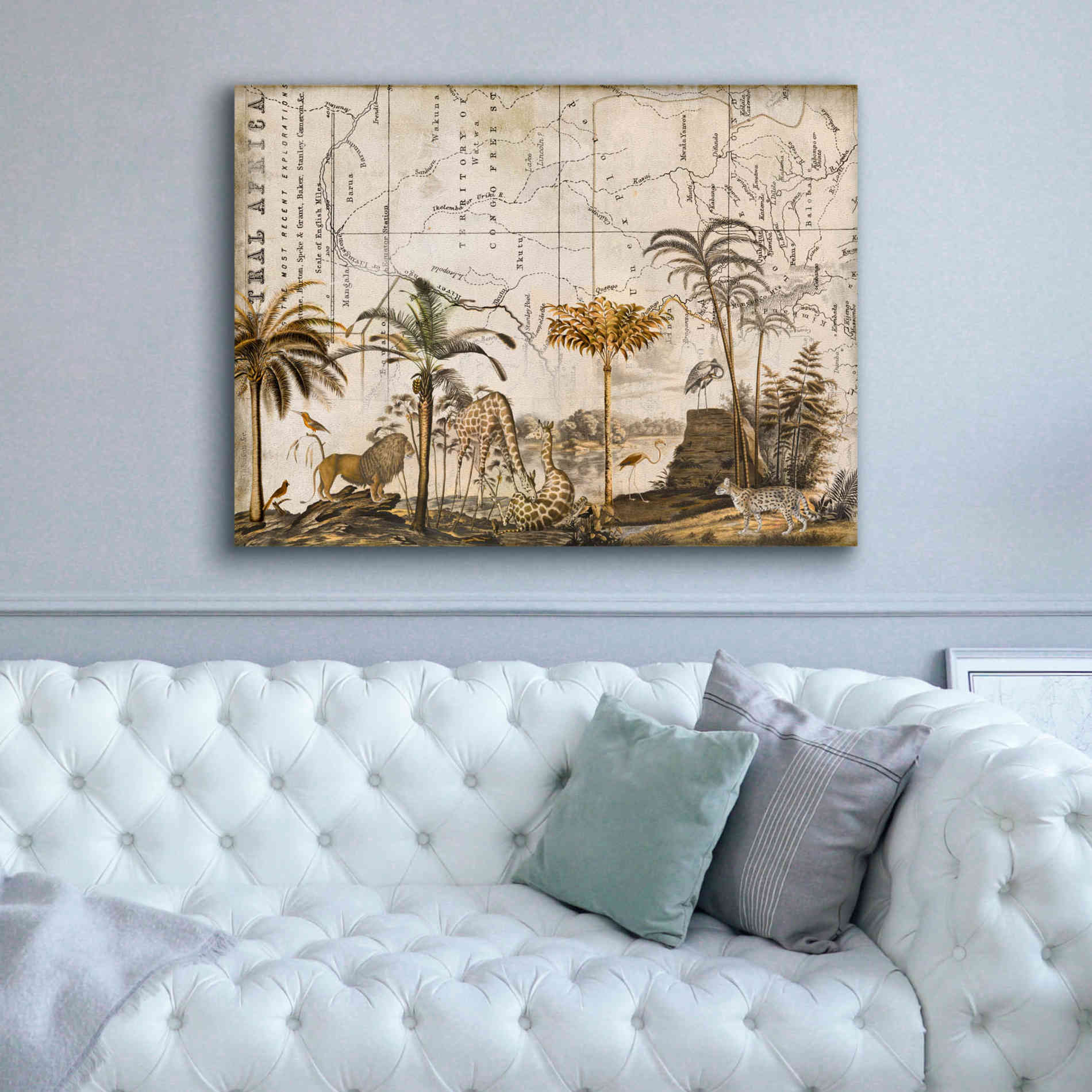 'Wild Animals Paradise Brown' by Andrea Haase Giclee Canvas Wall Art,54 x 40