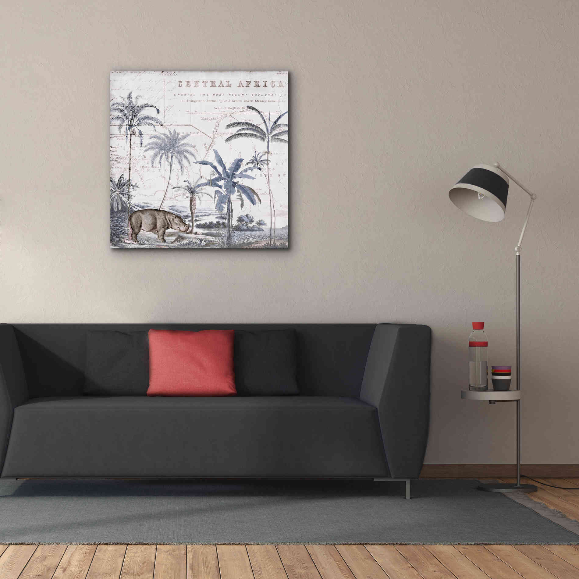 'Hippo Adventure' by Andrea Haase Giclee Canvas Wall Art,37 x 37