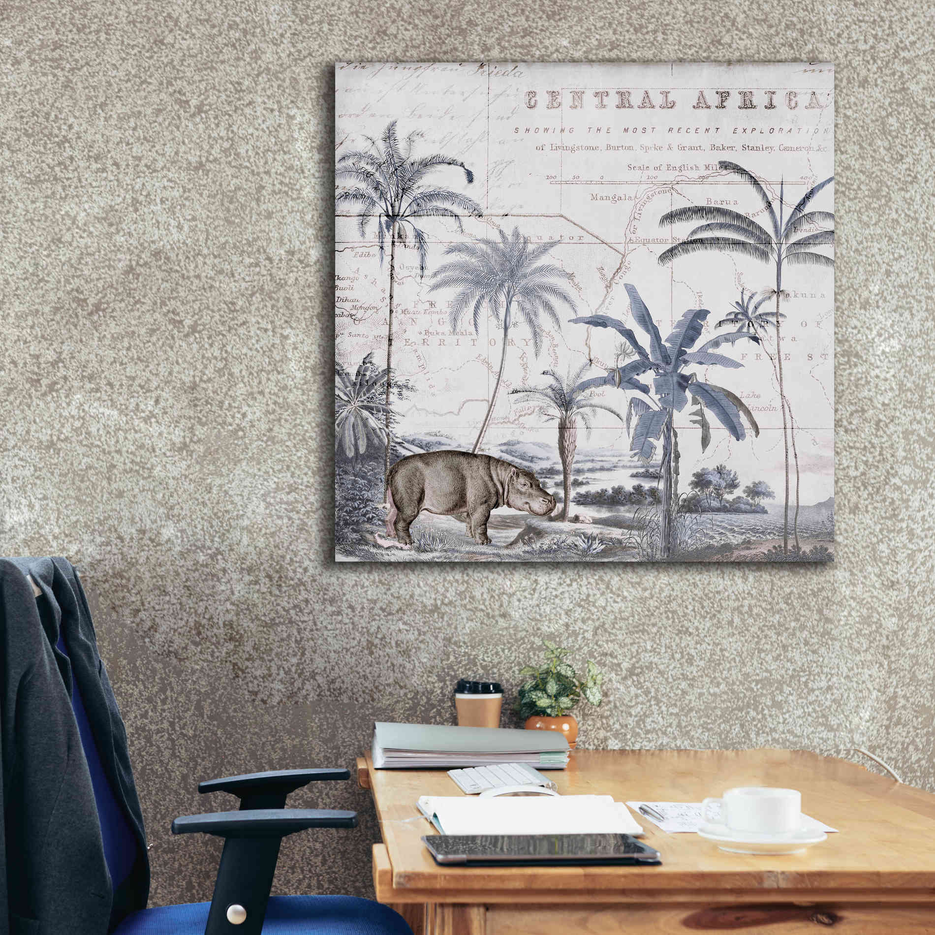 'Hippo Adventure' by Andrea Haase Giclee Canvas Wall Art,37 x 37