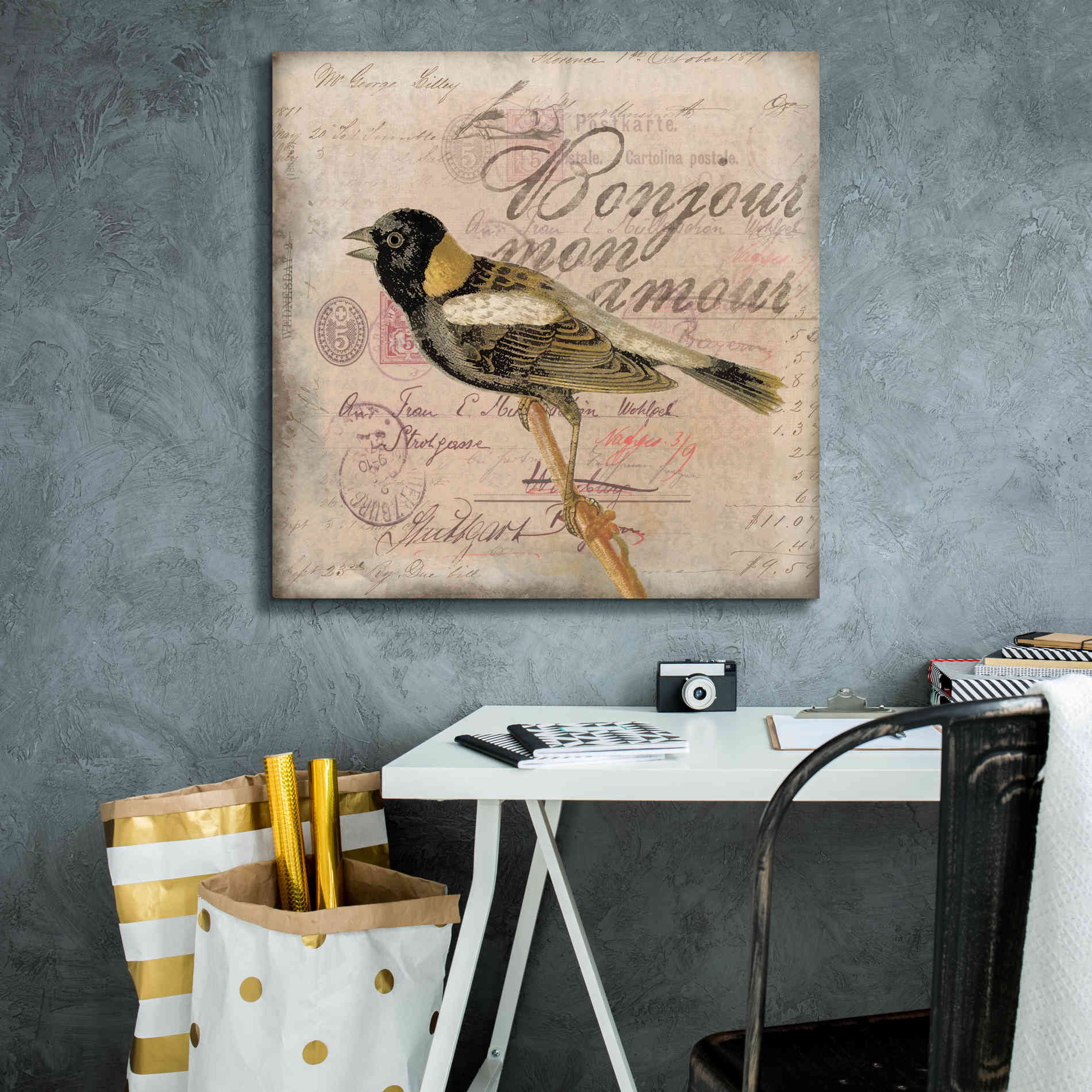 'Bonjour Mon Amour' by Andrea Haase Giclee Canvas Wall Art,26 x 26