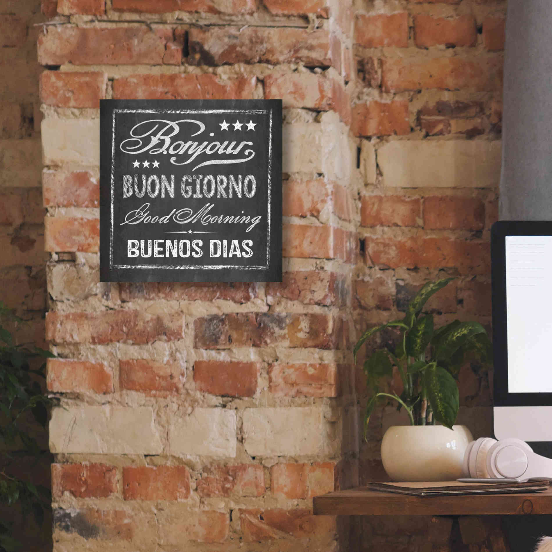 'Chalkboard Greeting' by Andrea Haase Giclee Canvas Wall Art,12 x 12