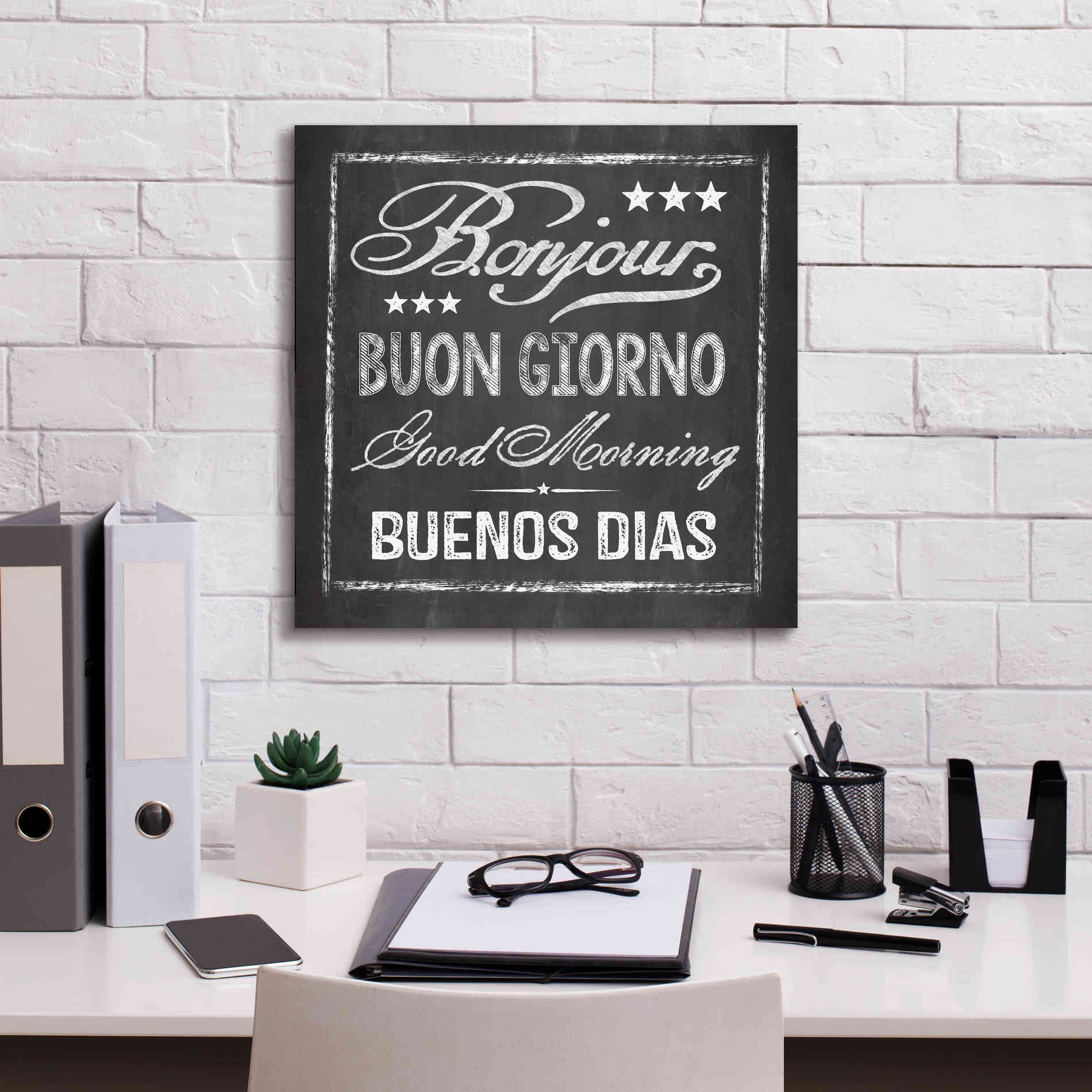 'Chalkboard Greeting' by Andrea Haase Giclee Canvas Wall Art,18 x 18