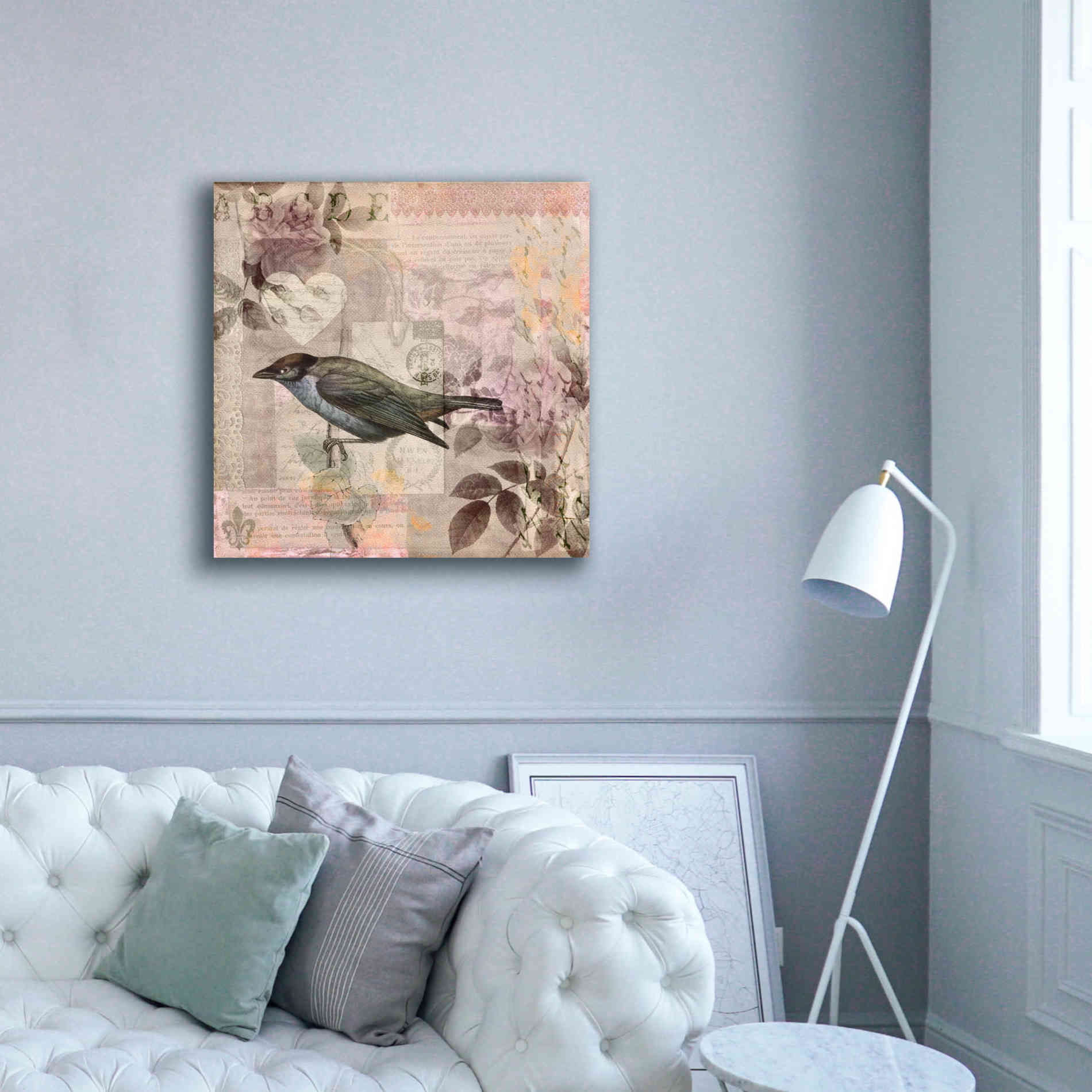 'Nostalgic Bird Collage' by Andrea Haase Giclee Canvas Wall Art,37 x 37
