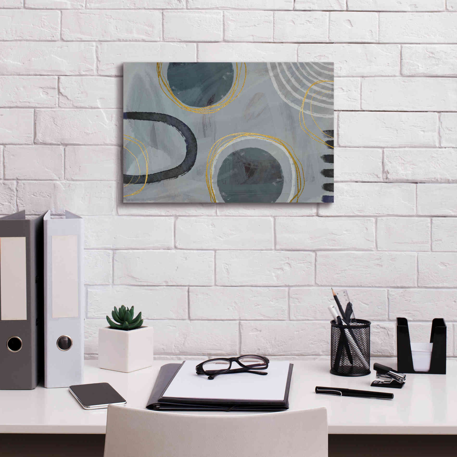 'Golden Line Intention' by Andrea Haase Giclee Canvas Wall Art,18 x 12