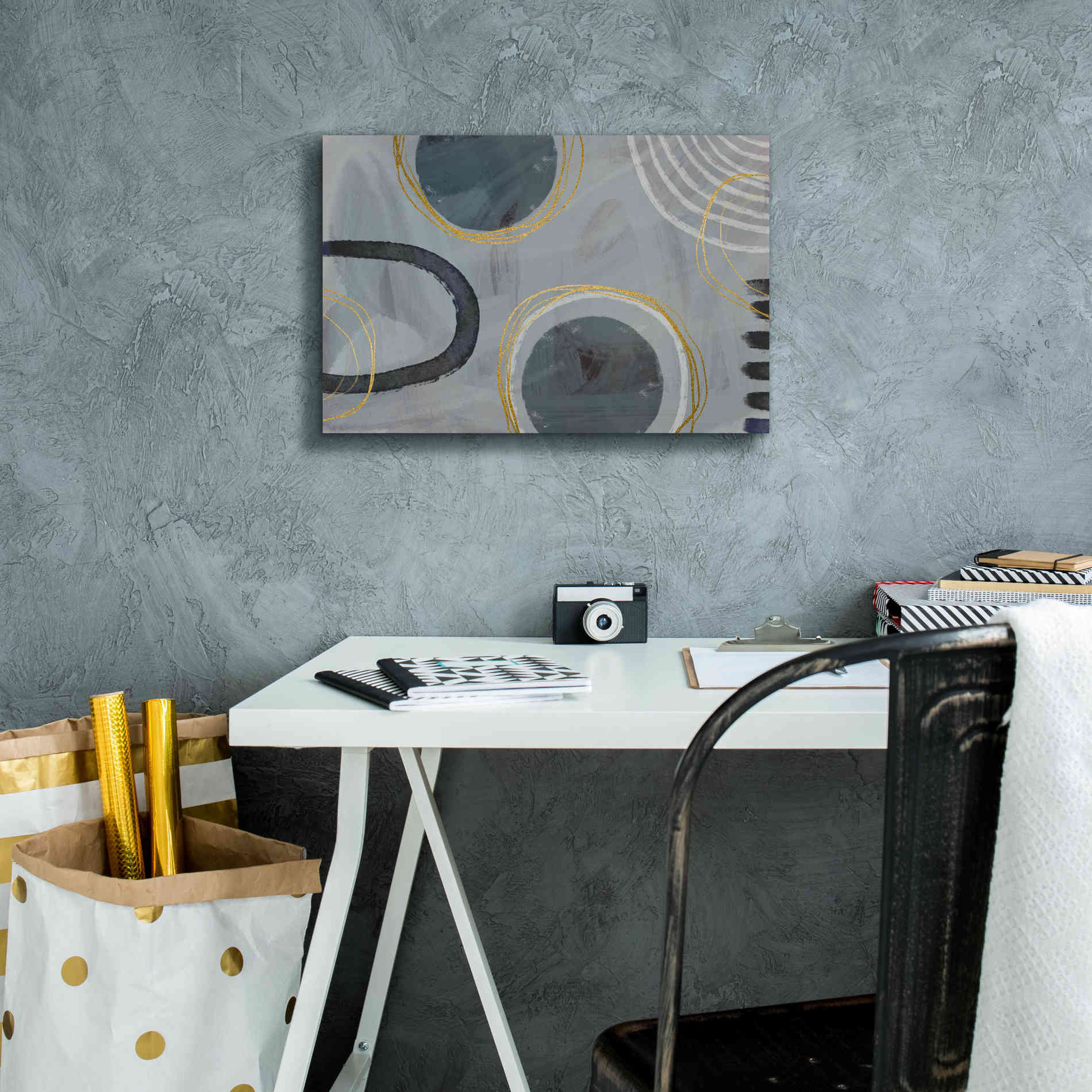 'Golden Line Intention' by Andrea Haase Giclee Canvas Wall Art,18 x 12