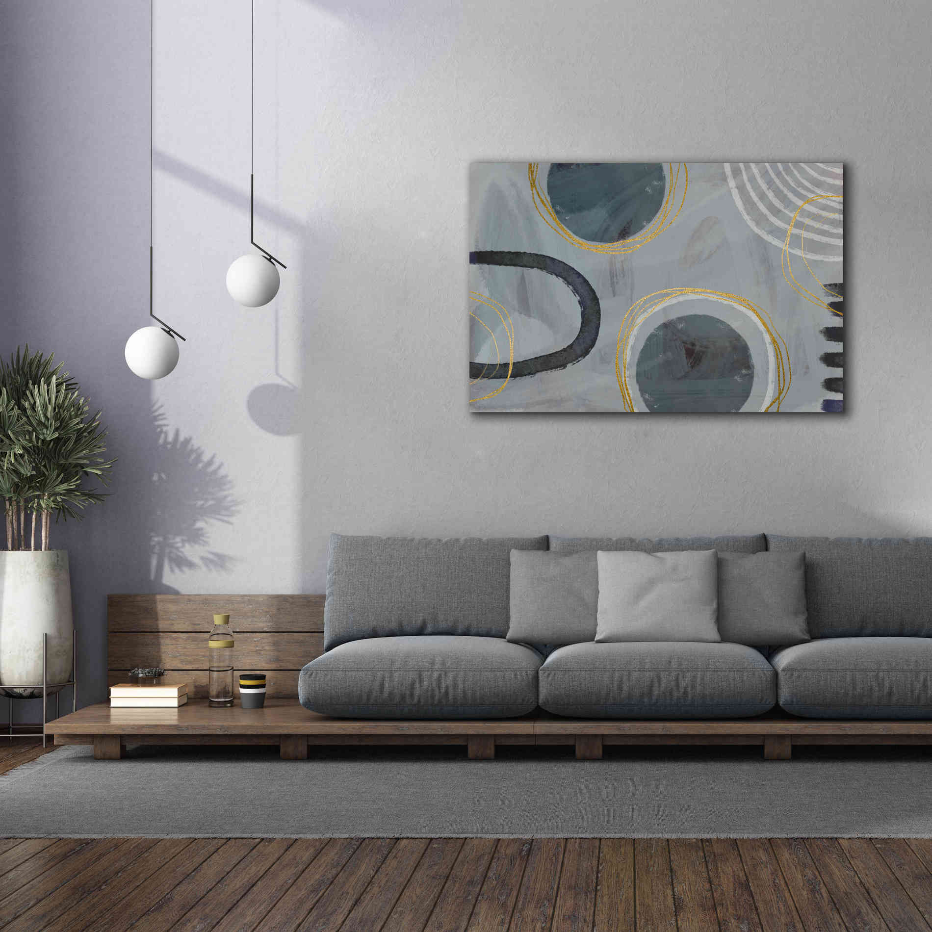 'Golden Line Intention' by Andrea Haase Giclee Canvas Wall Art,60 x 40