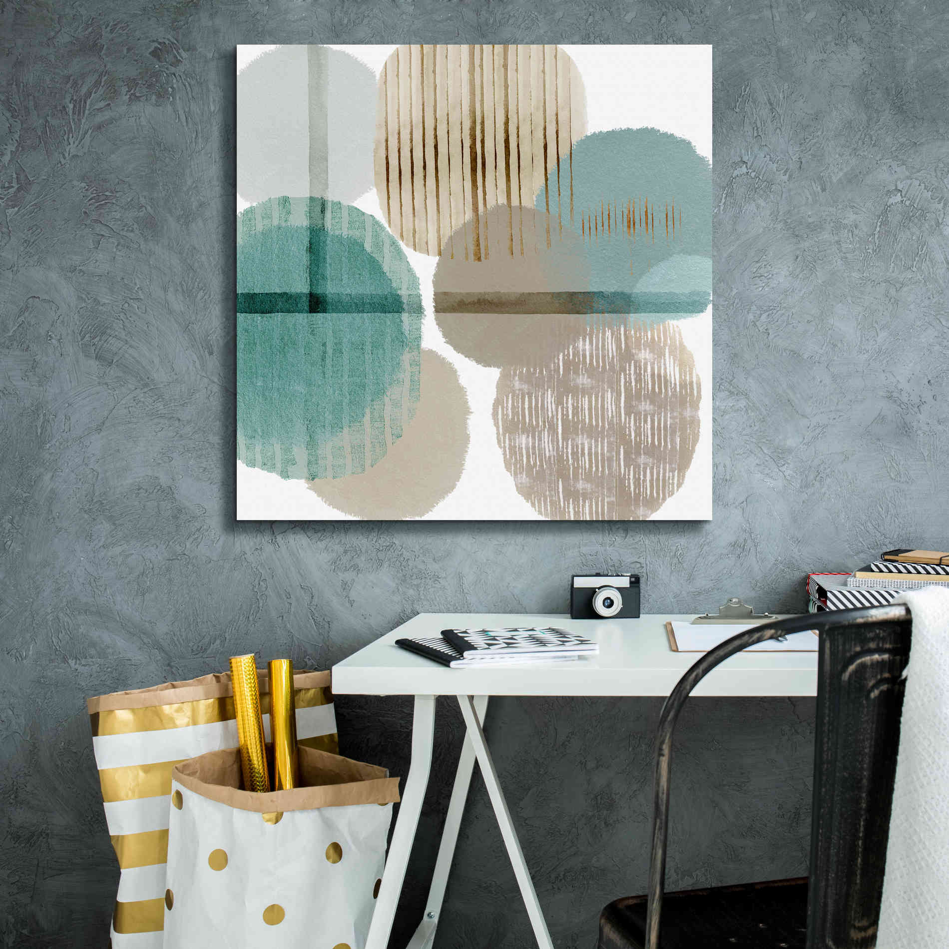 'Teal Harmony I' by Flora Kouta Giclee Canvas Wall Art,26 x 26