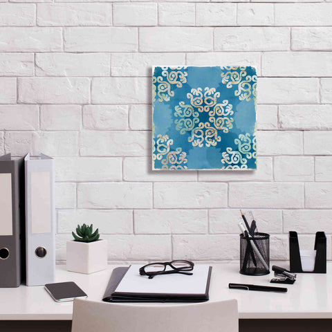 Image of 'Royal Blue Tile I' by Flora Kouta Giclee Canvas Wall Art,12 x 12