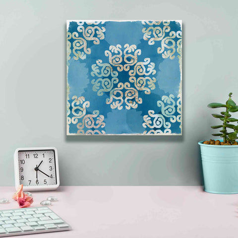 Image of 'Royal Blue Tile I' by Flora Kouta Giclee Canvas Wall Art,12 x 12