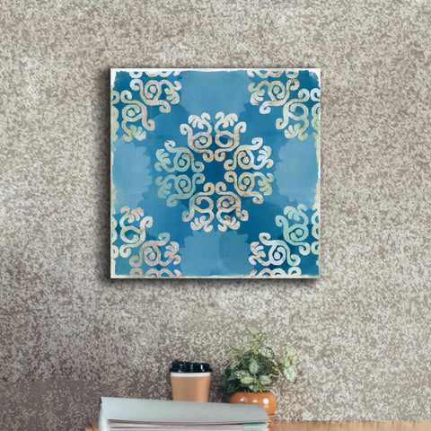 Image of 'Royal Blue Tile I' by Flora Kouta Giclee Canvas Wall Art,18 x 18