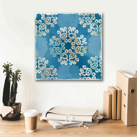 Image of 'Royal Blue Tile I' by Flora Kouta Giclee Canvas Wall Art,18 x 18