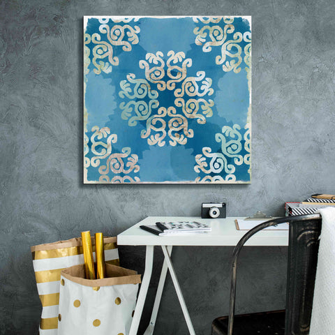 Image of 'Royal Blue Tile I' by Flora Kouta Giclee Canvas Wall Art,26 x 26