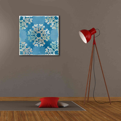 Image of 'Royal Blue Tile I' by Flora Kouta Giclee Canvas Wall Art,26 x 26