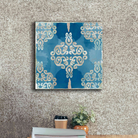 Image of 'Royal Blue Tile II' by Flora Kouta Giclee Canvas Wall Art,18 x 18