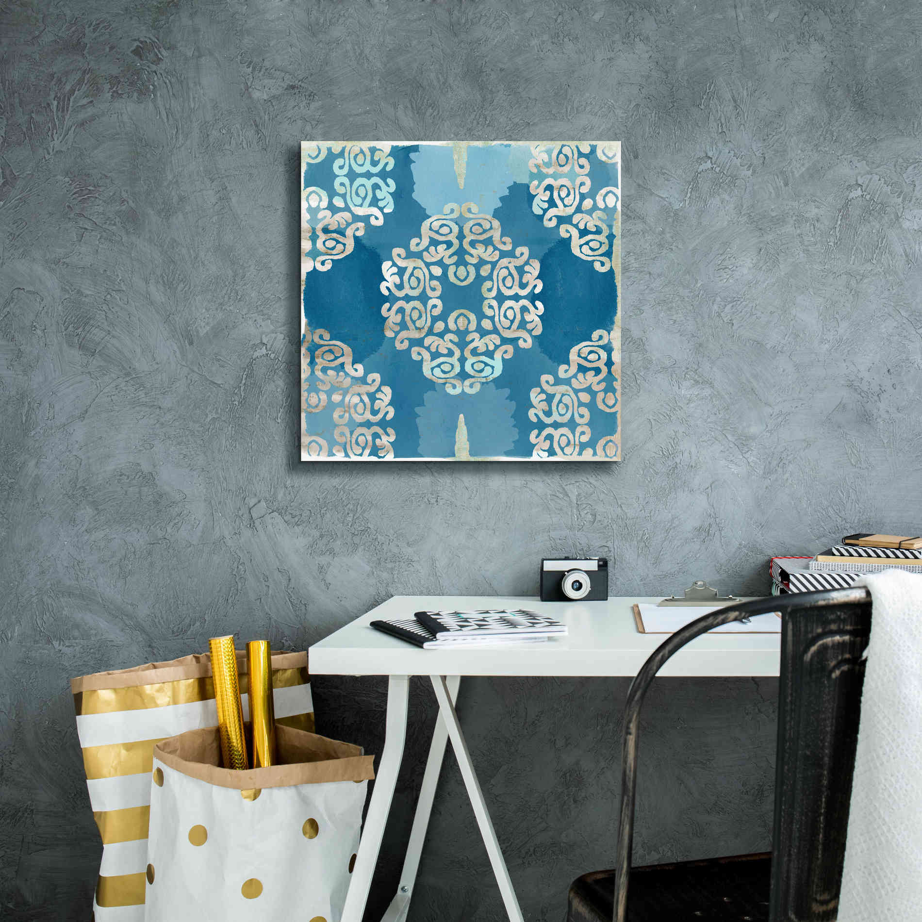 'Royal Blue Tile III' by Flora Kouta Giclee Canvas Wall Art,18 x 18