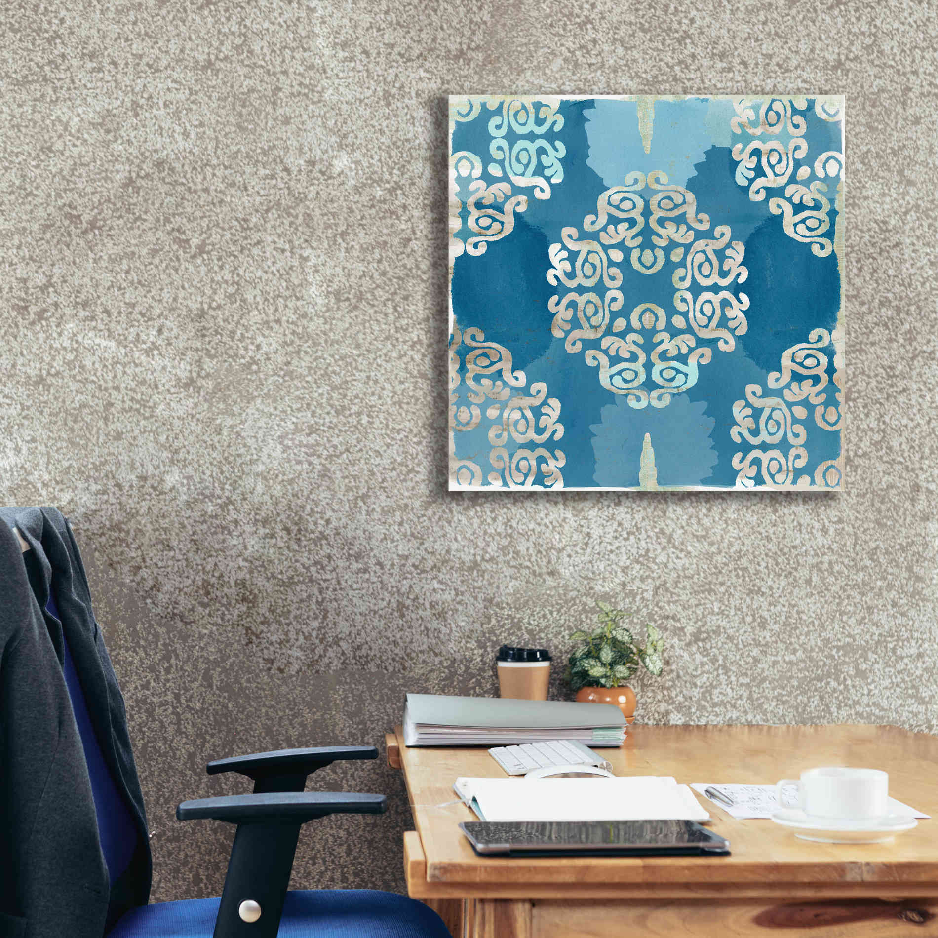 'Royal Blue Tile III' by Flora Kouta Giclee Canvas Wall Art,26 x 26