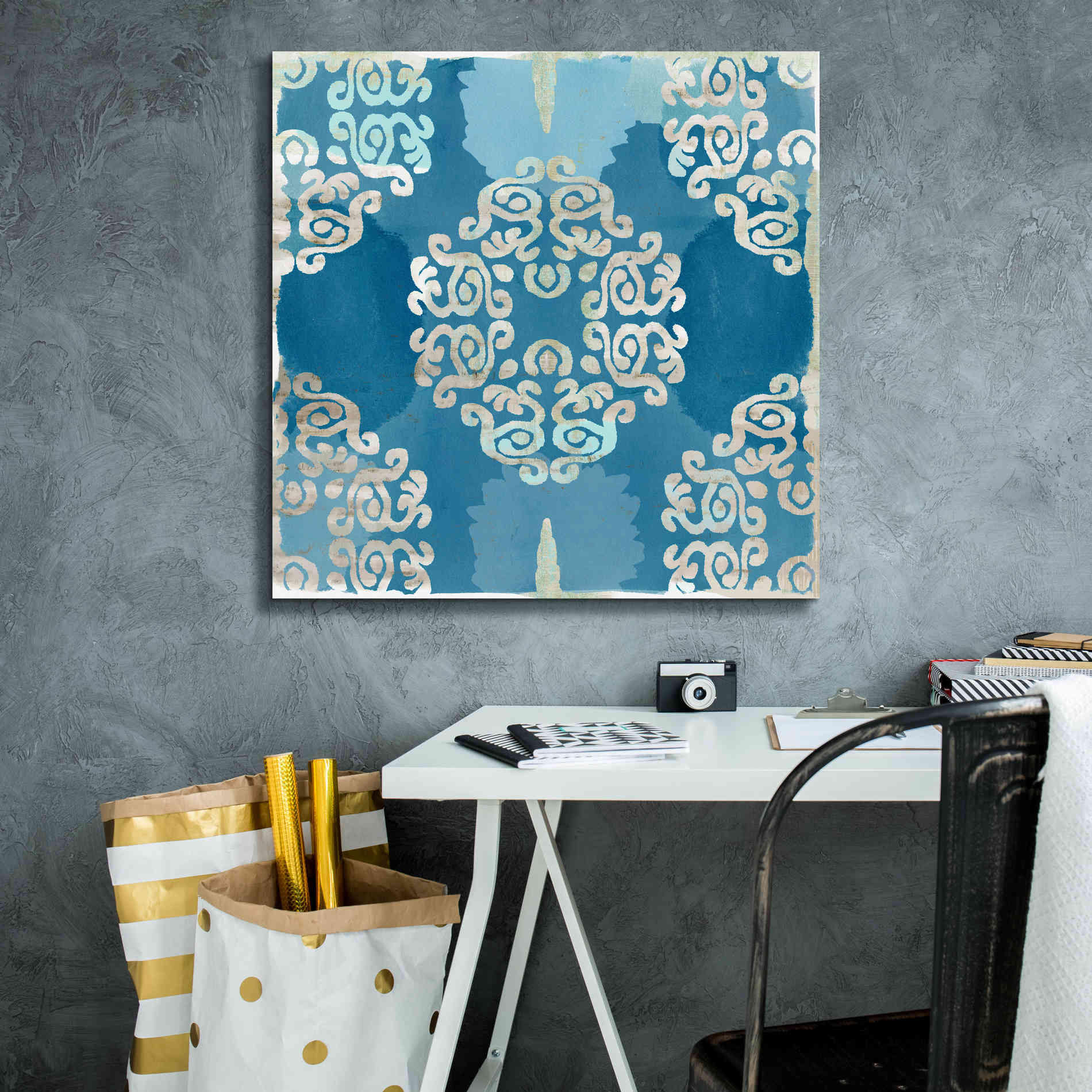 'Royal Blue Tile III' by Flora Kouta Giclee Canvas Wall Art,26 x 26