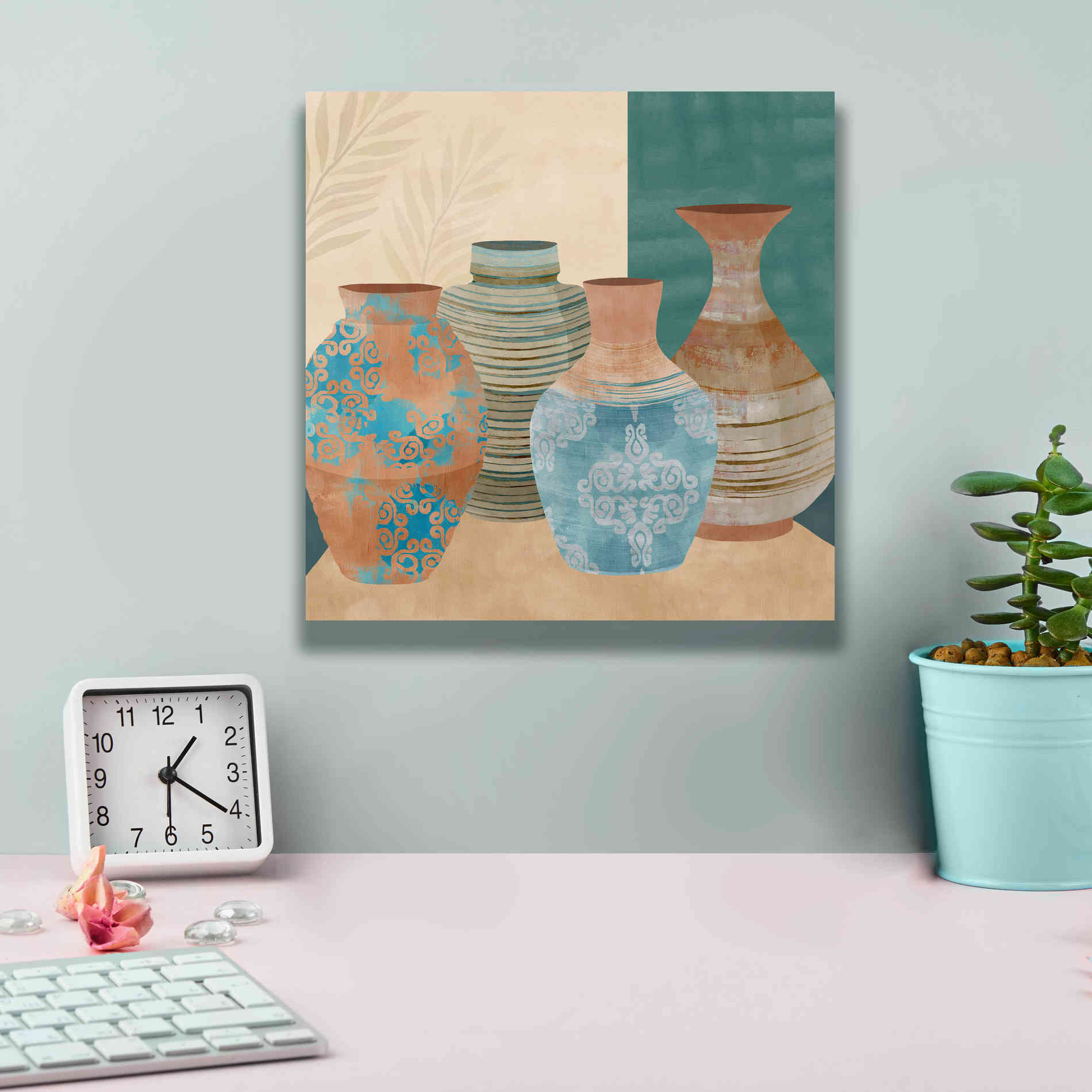 'Earthenware Pots II' by Flora Kouta Giclee Canvas Wall Art,12 x 12