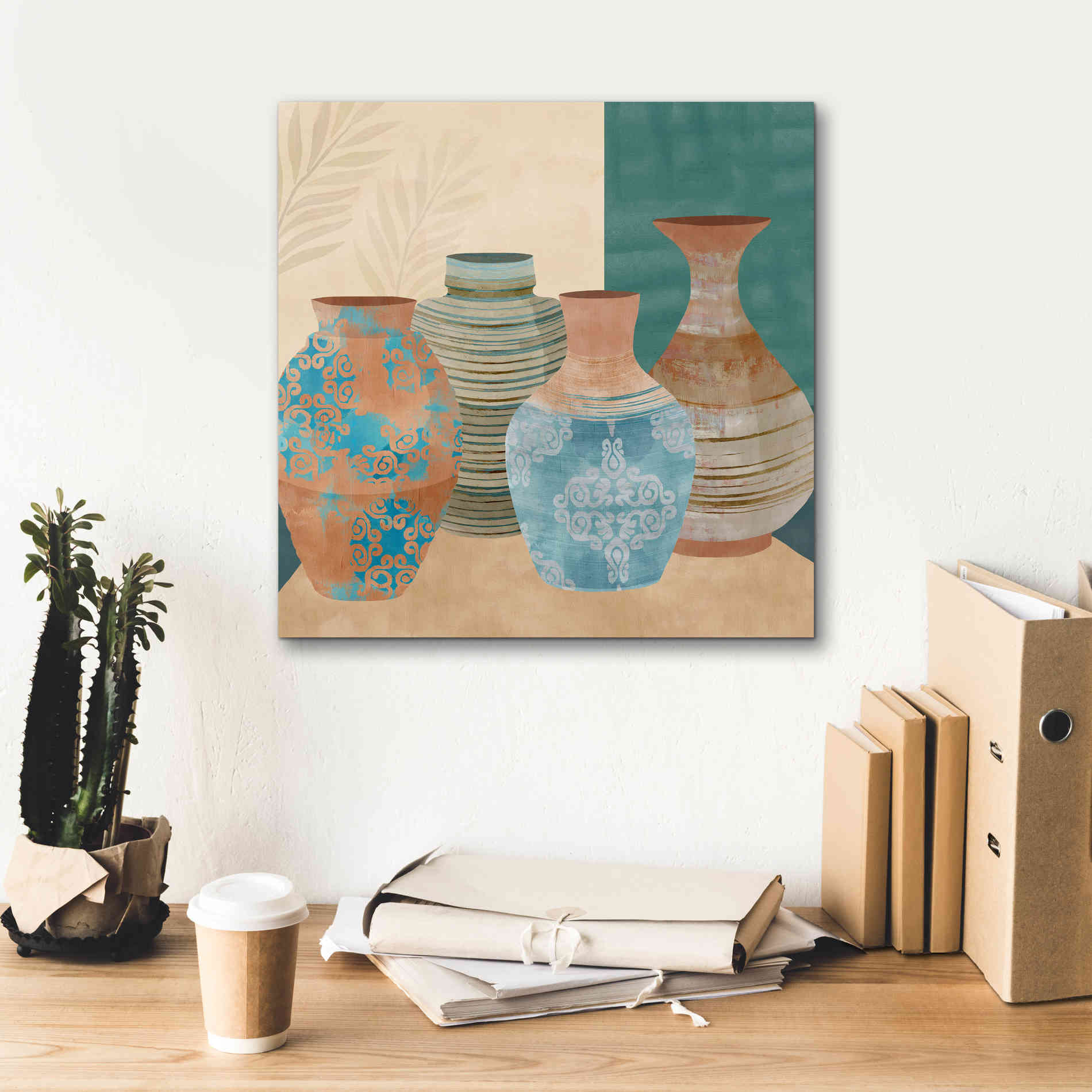 'Earthenware Pots II' by Flora Kouta Giclee Canvas Wall Art,18 x 18