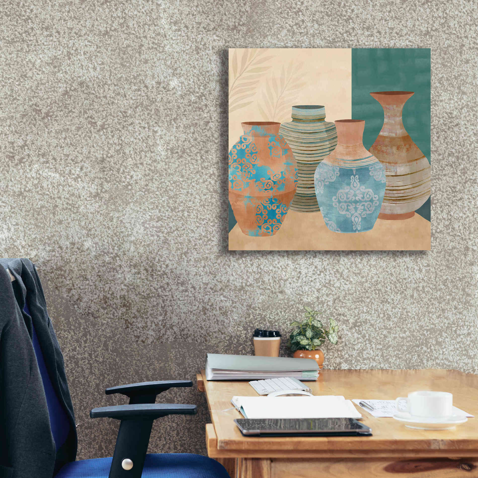 'Earthenware Pots II' by Flora Kouta Giclee Canvas Wall Art,26 x 26