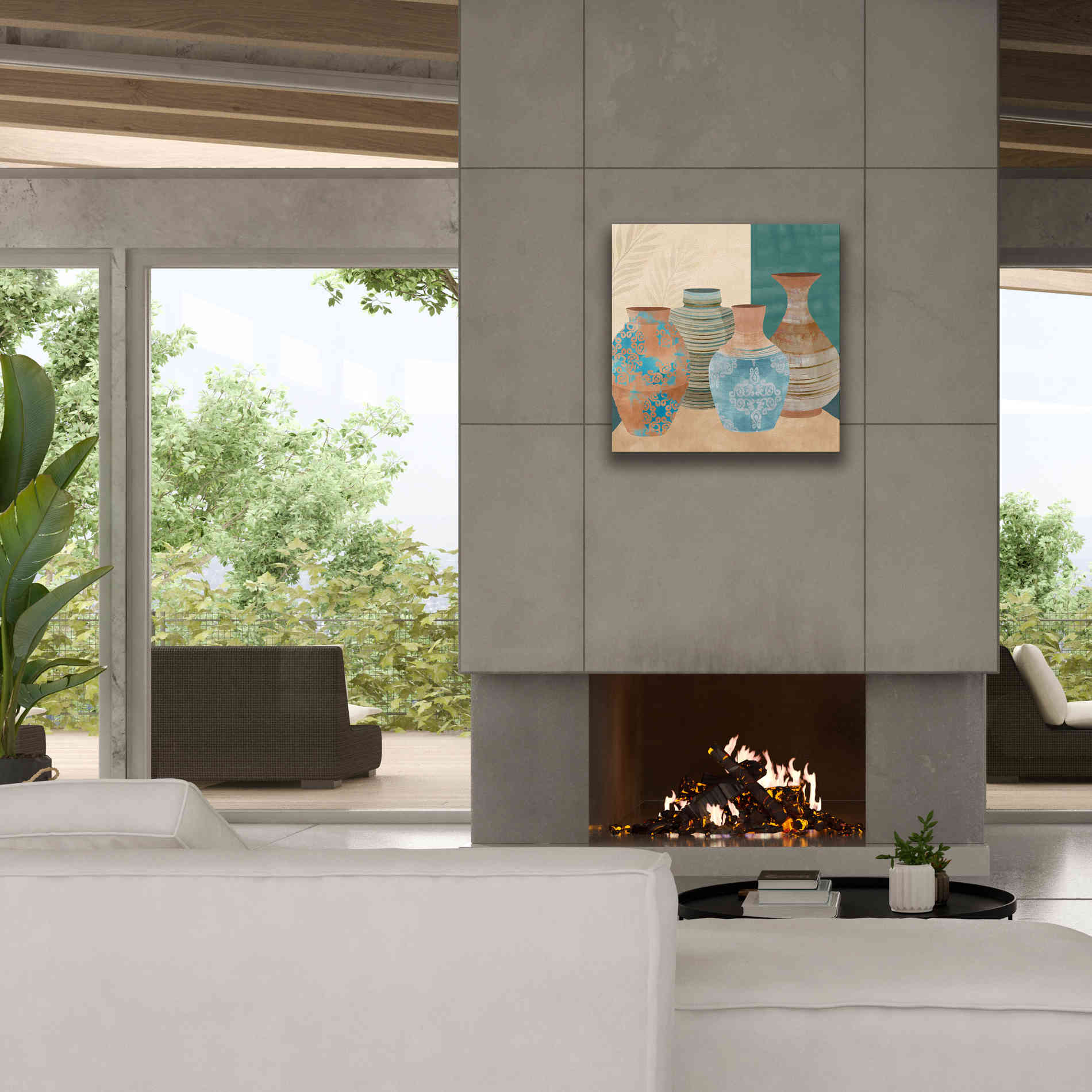 'Earthenware Pots II' by Flora Kouta Giclee Canvas Wall Art,26 x 26