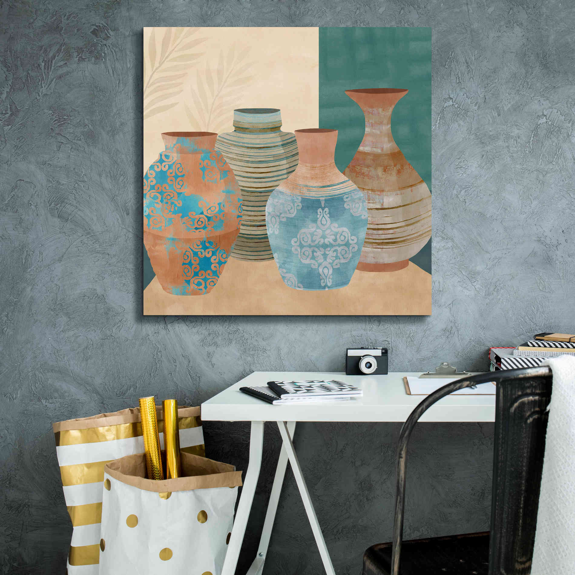 'Earthenware Pots II' by Flora Kouta Giclee Canvas Wall Art,26 x 26