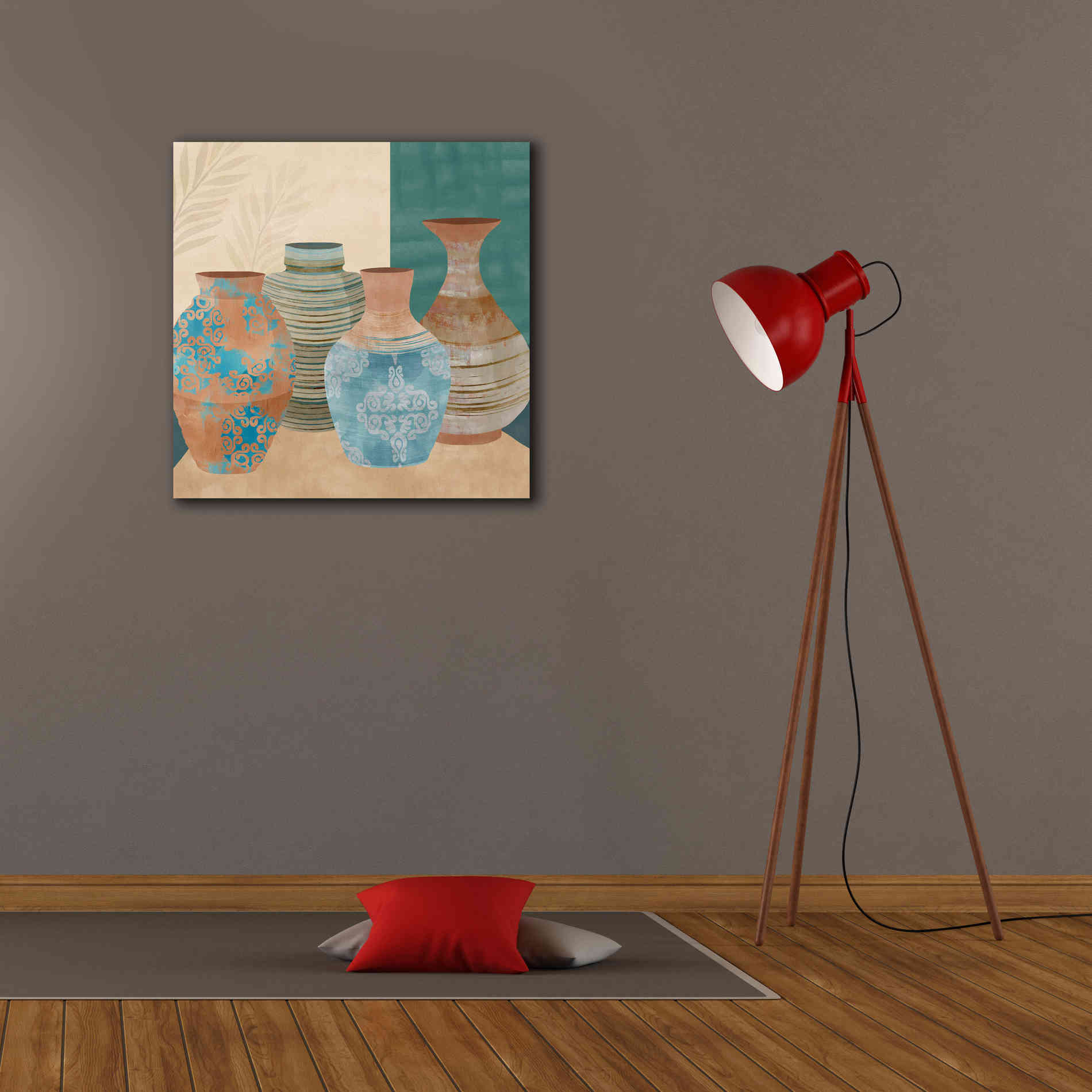 'Earthenware Pots II' by Flora Kouta Giclee Canvas Wall Art,26 x 26