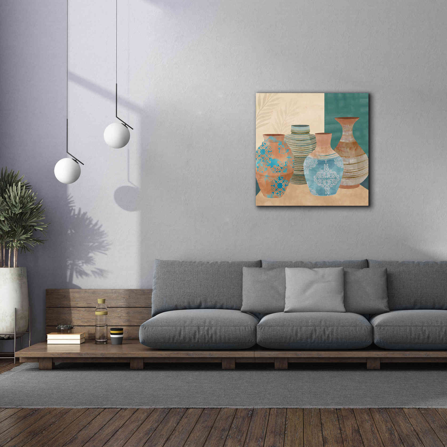 'Earthenware Pots II' by Flora Kouta Giclee Canvas Wall Art,37 x 37