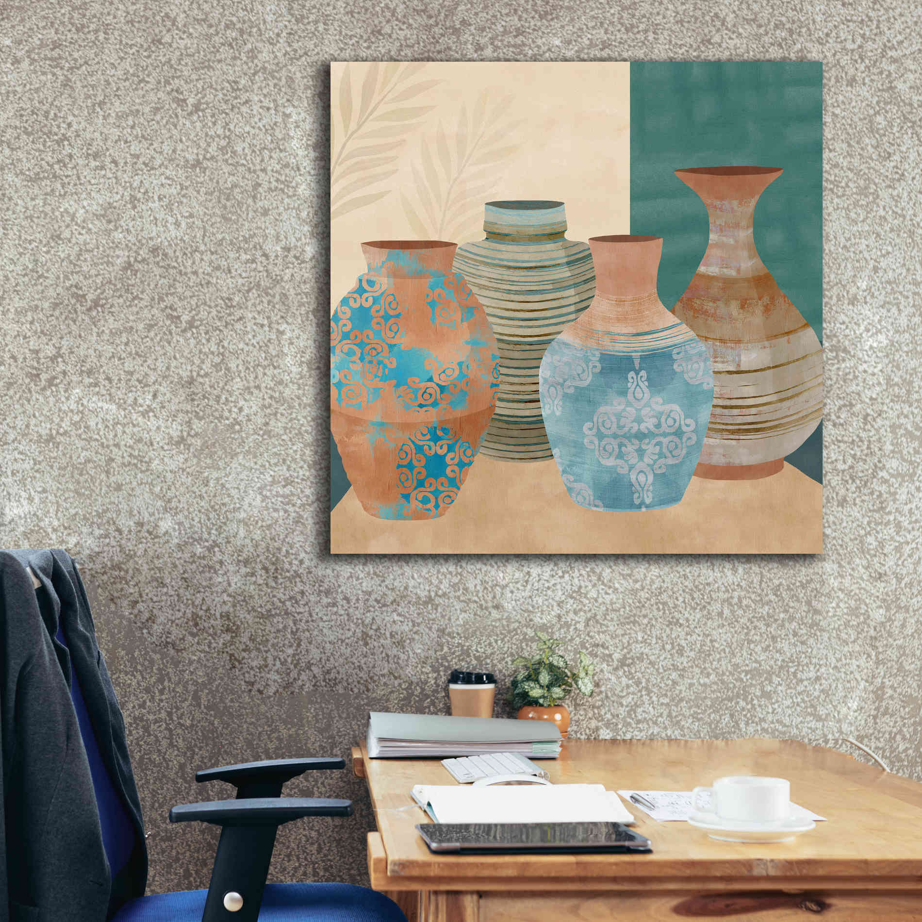 'Earthenware Pots II' by Flora Kouta Giclee Canvas Wall Art,37 x 37