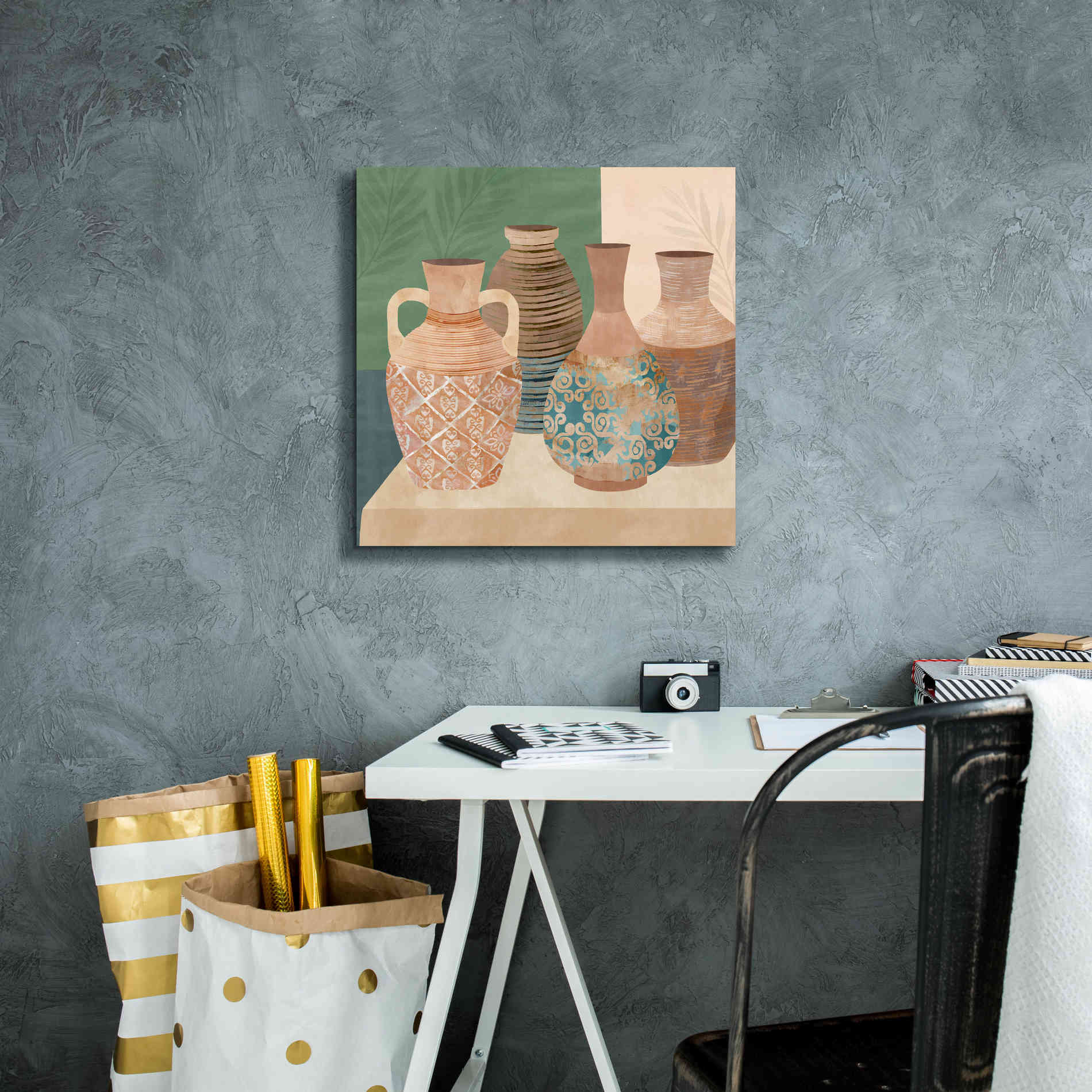 'Earthenware Pots III' by Flora Kouta Giclee Canvas Wall Art,18 x 18