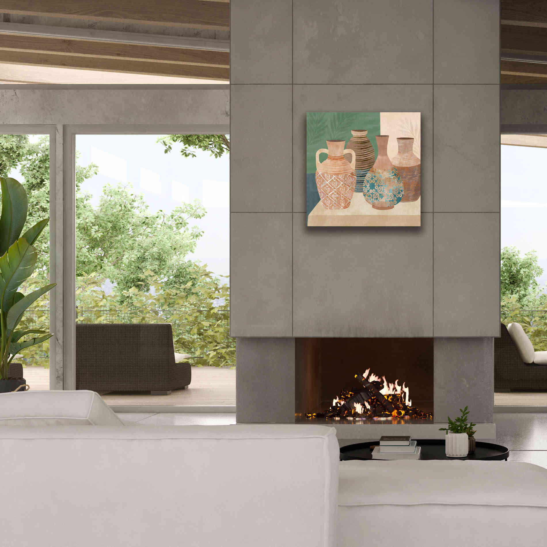 'Earthenware Pots III' by Flora Kouta Giclee Canvas Wall Art,26 x 26