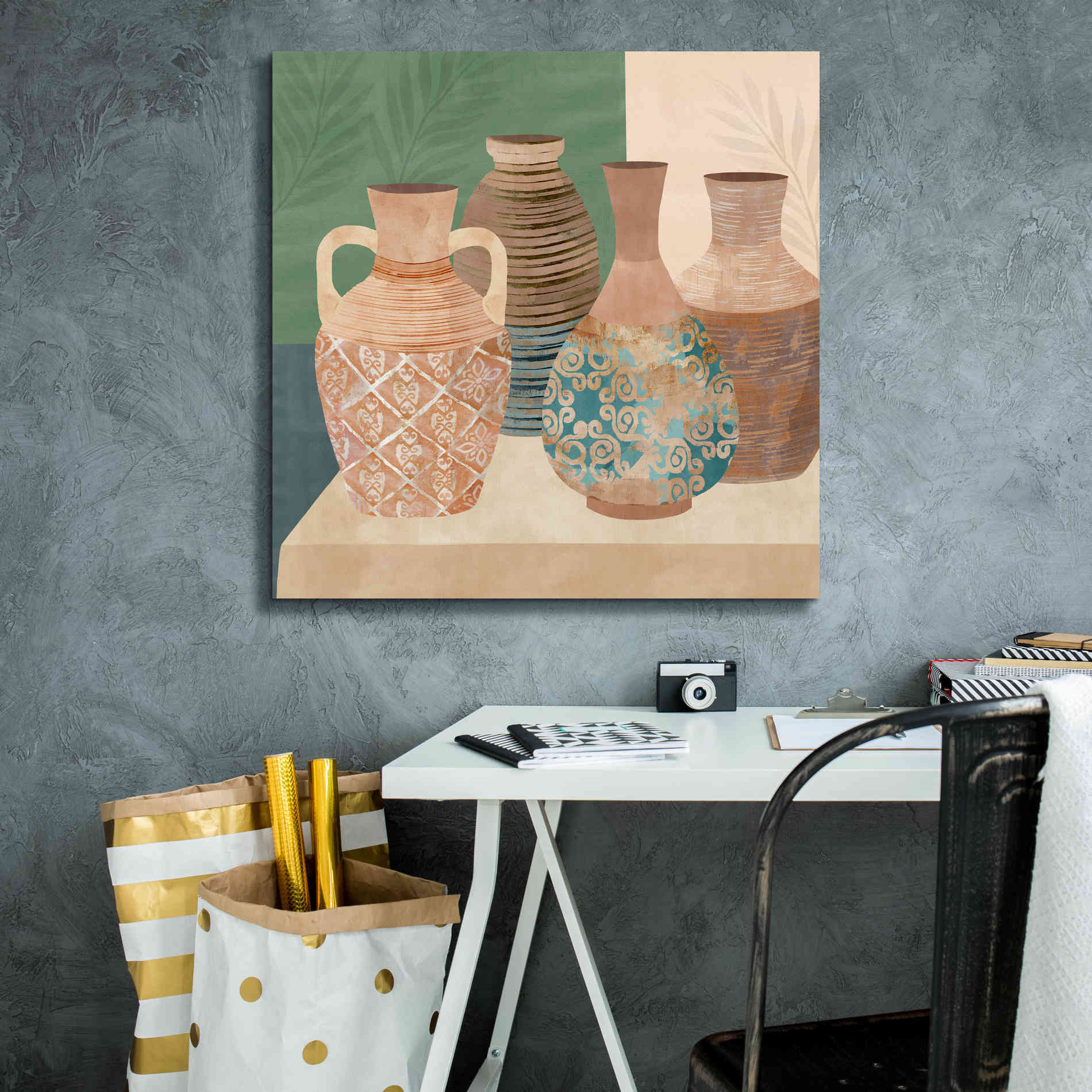 'Earthenware Pots III' by Flora Kouta Giclee Canvas Wall Art,26 x 26