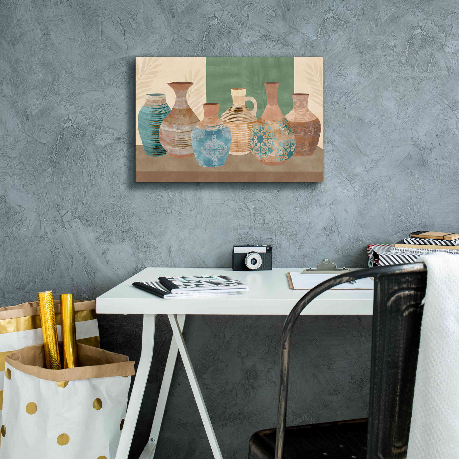 'Earthenwared Pots IV' by Flora Kouta Giclee Canvas Wall Art,18 x 12