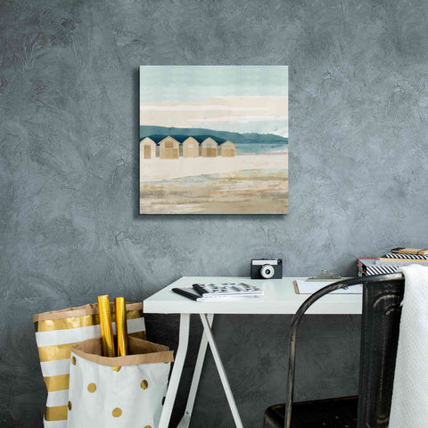 Image of 'Stone Bay Huts I' by Flora Kouta Giclee Canvas Wall Art,18 x 18
