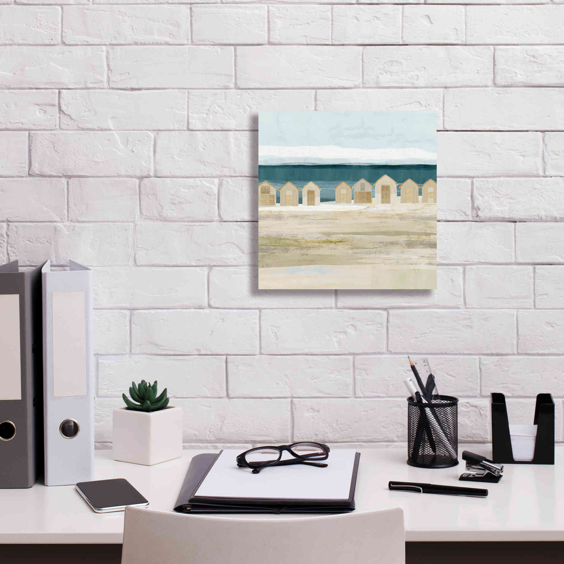 'Stone Bay Huts II' by Flora Kouta Giclee Canvas Wall Art,12 x 12